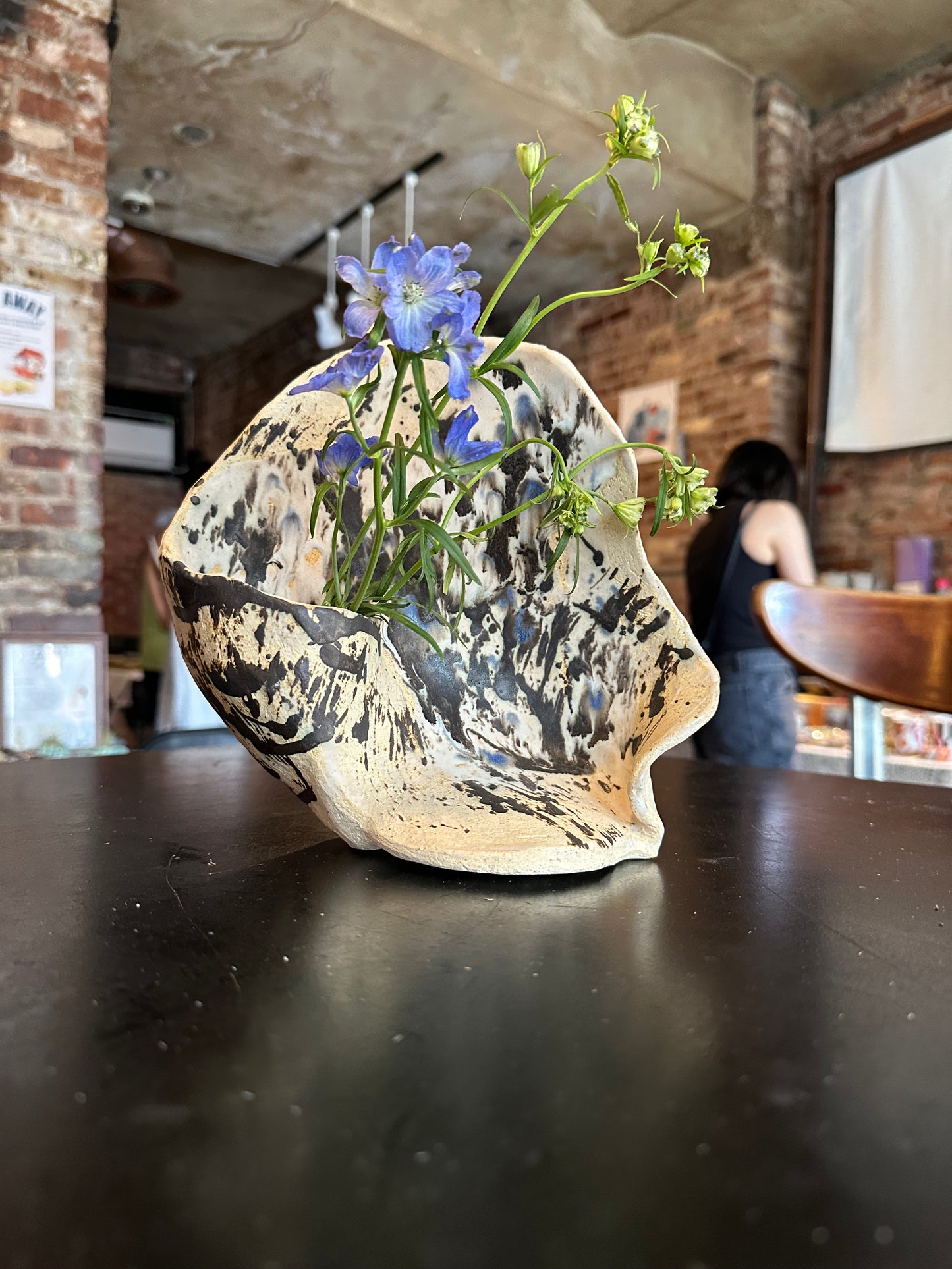 Raku Clay flower vase"Dance of the Water's Edge"